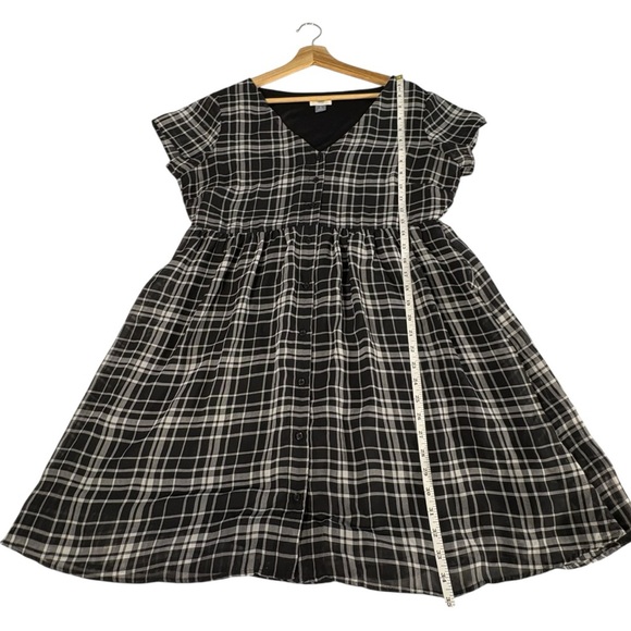 Old Navy Plaid Babydoll Dress Womens Large Black White Grunge Dark Academia - Picture 8 of 8